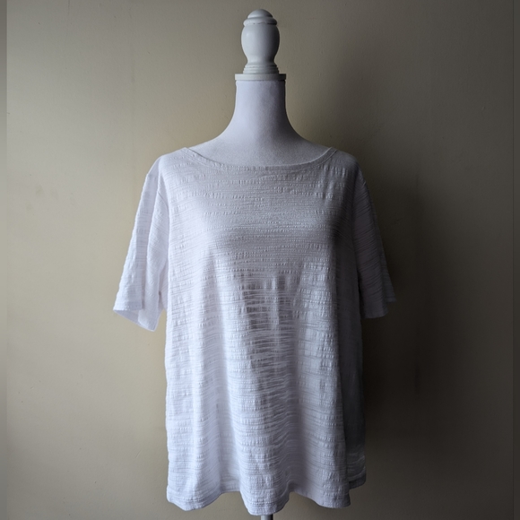 J Crew White Short Sleeve Textured Top XL - Picture 1 of 6